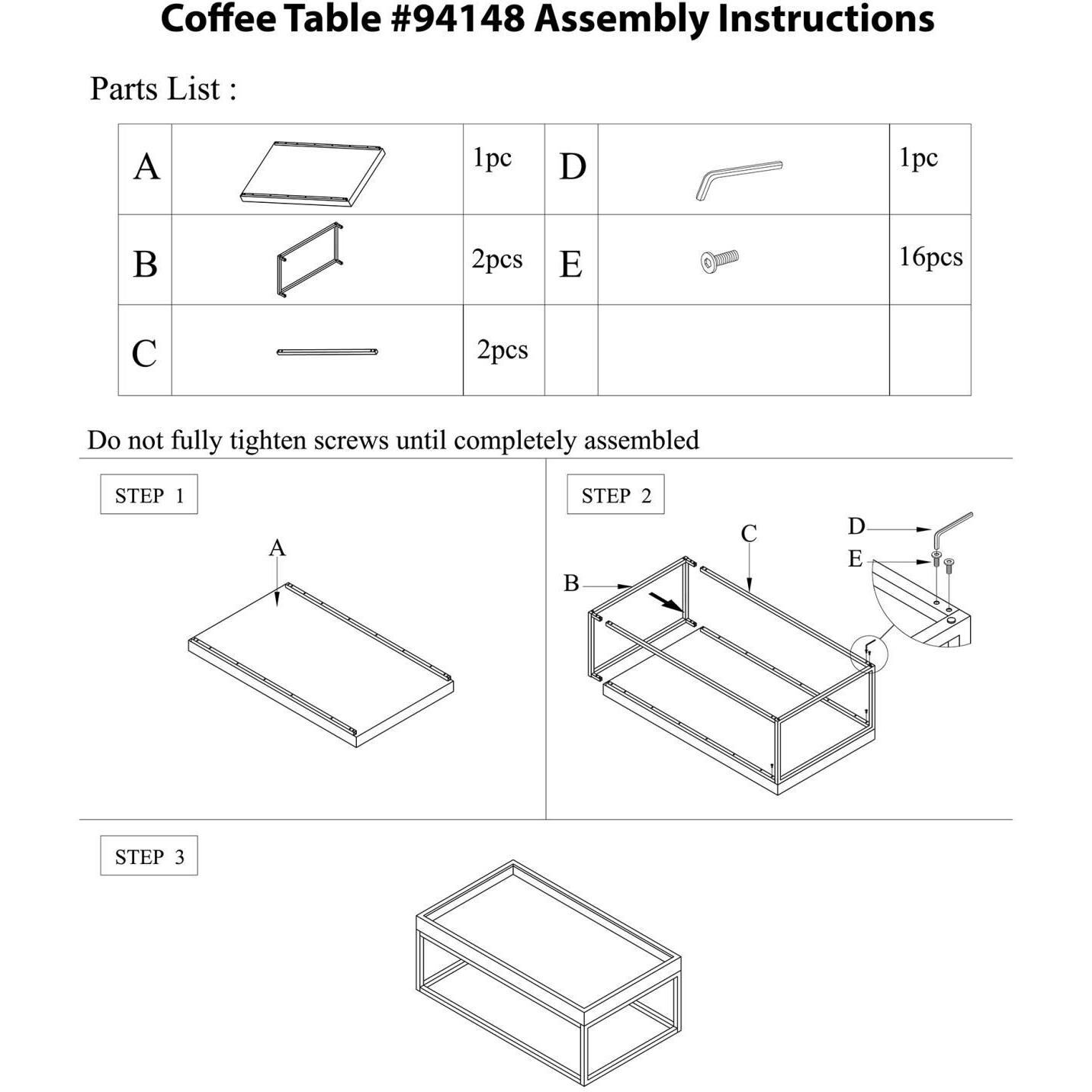 Lyndhurst 47.75 X 18 inch White and Brass Coffee Table
